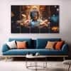 The Castle Decor Buddhism Art Wall Art Set of 5 Wooden Framed Digital Painting 27x48 Inch