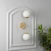 Balts Twin Wall Light In Brass Finish With Opal Glass Globe Shades