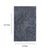 Modern Geometric Wool Silk Area Rug Charcoal Blue 8 x 10 Feet Handmade Carpet