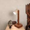 Hexspot Brown Wooden Table Lamp with Beige Wooden Lampshade