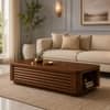 Marlow Sheesham Wood Ribbed Coffee Table in Walnut Finish