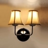 Devansh Dual Steel Metal  Wallmounted Lamp With Cotton Off-White Shade