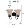 Devansh Metal Electric Wall Light in black Colour with Transparent Shade Count of 2 Lights