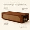 Linden Sheesham Wood Cane Coffee Table in Walnut Finish