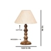 Devansh Off White Cotton Table Lamp With  Wood Natural Base (10X10X16) Inches)-27