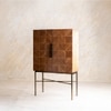 Arrow Solid Wood Bar Unit in Gold Colour