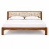 Averra Solid Wood Queen  Size Upholstered Bed Without Storage (Provincial Teak Finish, Golden Colour)