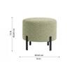Doe Buck Premium Boucle Round Ottoman in Matte Sage Colour with Polished Black Legs