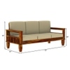 Madhavi 3 Seater Wooden Sofa (Creame Colour, Honey Finish)