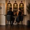 Doe Buck Luxury Faux Leather Counter Height Bar Stool in Black Colour