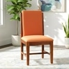 Rosslyn wood Dining Chair in Pumpkin Orange Velvet Upholstery with PINE FINISH