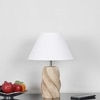 BURFORD Small Distress White Finish Wood Table Lamp with White Cotton Shade – LED  Included
