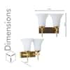 AURORA Modern Brass Wall Light with Frosted White Glass Shades