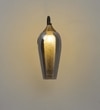 Kania Single Light Wall Fitting In Brass, Wood Finish Metal With Smoke Glass