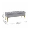 Doe Buck Velvet Tufted Storage Bench in Grey Colour with Gold Legs