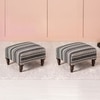 Bohemian Jacquard Wooden Footrests in Black & Off White Color Set of 2