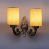 Devansh Metal Electric Wall Light in Antique Gold Colour with off-white Shade Count of 2 Lights