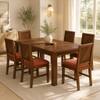 Globally Indian Celeste Solid Sheesham Wood 6 Seater Dining Table Set 6 Chairs Terracotta Orange