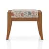 Ibha Solid Wood Single Seater Entryway Bench In Amber Walnut Finish with Calico Floral Beige Colour