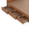 Basel Solid Wood Queen Size Drawer Storage Bed In Amber Walnut Finish