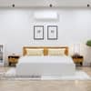 Hexa Engineered Wood Modern Queen Bed With Headboard With Storage In Frosty White And Giant Wood