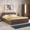 Zoey Engineered Wood Queen Size Box Storage Bed In Classic Walnut Finish