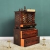 D'Dass Multi Color Mdf and Sheesham Wooden Temple With Cabinet For Pooja