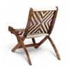 NatWest Sheesham Wood Relaxing Lounge Chair in Assorted Multi-Colour Chindi and White Rope Canning