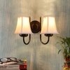 Devansh Dual Black Metal  Wallmounted Lamp With Cotton Off-White Shade
