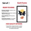 The Castle Decor Boho Abstract Botanical Wall Art Set of 2 Design 4 11x17 Inch