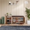 Trudo Modular Shoe Cabinet Combo with 12 Pair Seat Cabinet & 6 Pair Cabinet – Modular Shoe Storage Solution