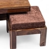 Blane Sheesham Wood 4 Seater Coffee Table Set In Teak Finish Brown Sparkle Velvet Cushion