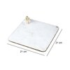 Marble Platter Square With Gold Finish Metal Piece Attachment
