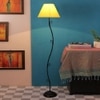 Syma Yellow Fabric Floor Lamp with Black Iron Base