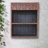 Kasika Red Colour Solid Wood Handcarved Box Style Floating Wall Shelf with compartment
