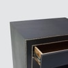 Ler Series Bedside Table in Black Leatherette and Pewter Nailhead Trims