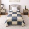 Veda Blue & Cream Checkered Cotton Dohar Double Bed Reversible 300 Tc Size 240 X 160 Cms