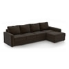 Apollo Compact Sofa (Colour : Chocolate, Cushion : Hard, Seating Capacity : Right Aligned 3 Seater + Right Aligned Chaise + Ottoman)