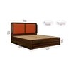Lotus Solid Wood King  Size Upholstered Bed With Drawer Storage (Provincial Teak Finish)