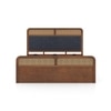 Hanoi Solid Wood Cane Queen Size Hydraulic storage Bed In Amber Walnut Finish Fabric Davis Plus