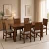 Globally Indian Amelie Solid Sheesham Wood 6 Seater Dining Table Set 6 Chairs Grey