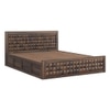 Keaton Solid Wood King  Size Upholstered Bed With Hydraulic Storage (Provincial Teak Finish)