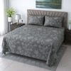 Jace Slate Grey Floral 400 TC Cotton Flat Super King Size Bedsheet with 2 Pillow Covers – Threads