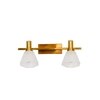 Ainsley 2 Light Brass and Glass Wall Lamp