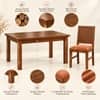 Globally Indian Trikona Solid Sheesham Wood 4 Seater Dining Table Set 4 Chairs Terracotta Orange