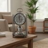 Vintage Industrial Steampunk Table Clock Silver Antique Finish with Visible Gears