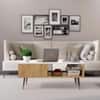 Hexa Engineered Wood Modern Coffee Table With Golden Metal Legs In Giant Wood And Frosty White