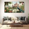 The Castle Decor Pichwai Madhubani Wall Painting Wooden Framed 27x48 Inch (Style 2)