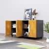 Hexa Red Multipurpose Storage Cabinet With 4 Drawer 3 Door in Slate Grey And Giant Wood Colour