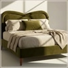 Elaris Curve Comfort Queen Size Bed in velvet With Engineer Wood Frame & Hydraulic Storage